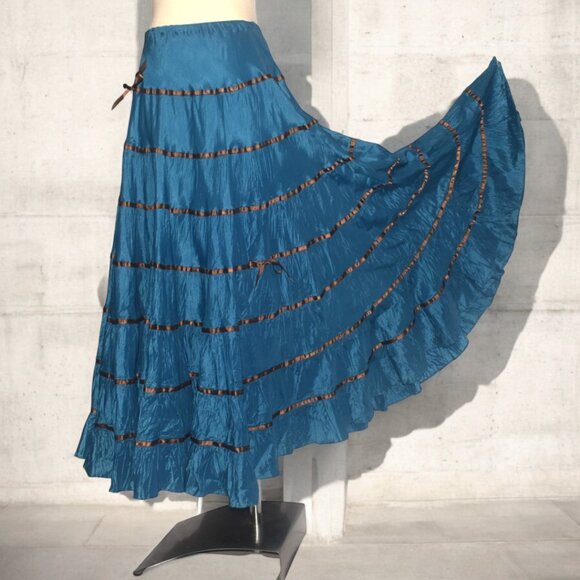 Rare Vintage Betsey Johnson 90s Y2K Full Maxi Skirt Ribbon Stripes S M As Is - Picture 13 of 13